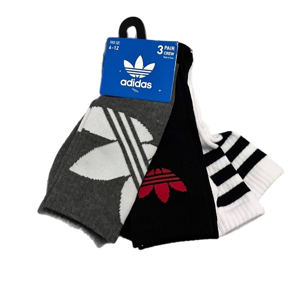 adidas Other - Adidas Originals Men's 3 Pack Crew Socks Size 6-12 Black/White/Heather Grey